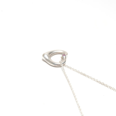 TIFFANY&Co. Pink Sapphire Open Heart 925 Necklace Silver WS24575