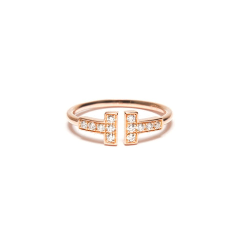 TIFFANY&Co. T Wire Diamond Au750 #12 Ring gold WS24593