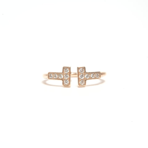 TIFFANY&Co. T Wire Diamond Au750 #12 Ring gold WS24593