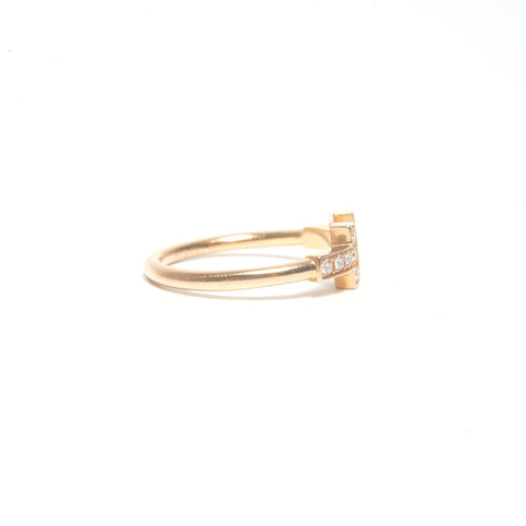 TIFFANY&Co. T Wire Diamond Au750 #10 Ring gold WS24595