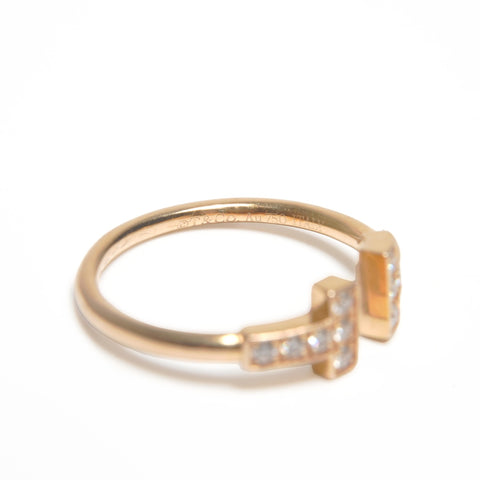 TIFFANY&Co. T Wire Diamond Au750 #10 Ring gold WS24595