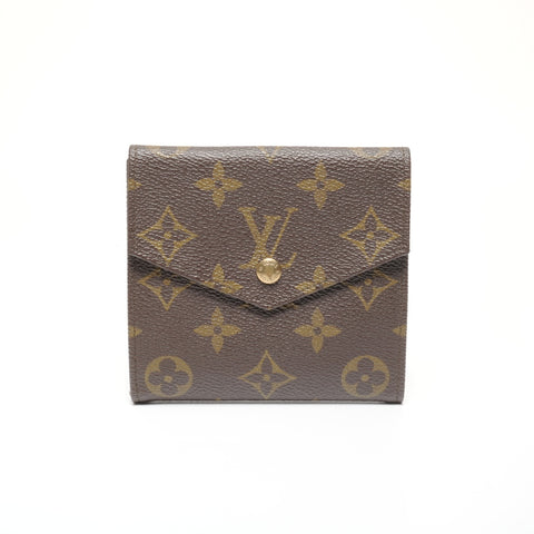 LOUIS VUITTON 2011 Porte Monnaie Bien Carte Credit Monogram Tri-fold wallet Brown WS24601