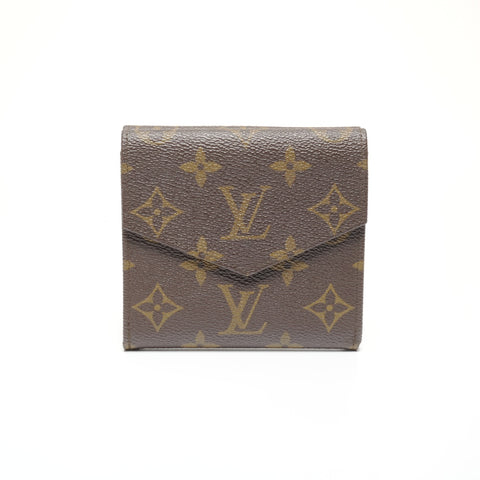 LOUIS VUITTON 2011 Porte Monnaie Bien Carte Credit Monogram Tri-fold wallet Brown WS24601