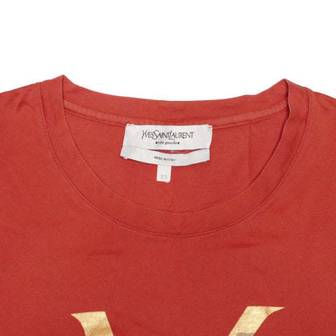 YVES SAINT LAURENT Logo Cotton XS Short sleeve T-shirt Red WS24604