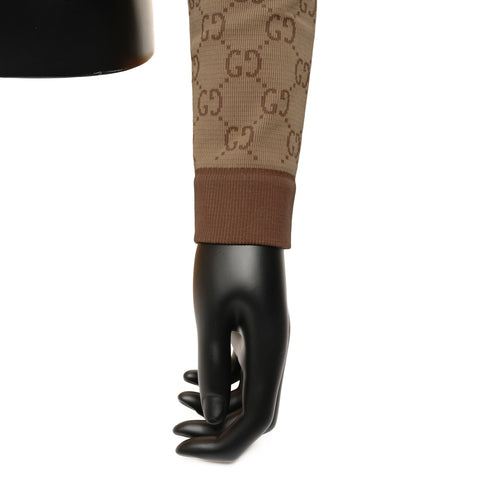 GUCCI GG Pattern Half-Zip Cropped Jersey, Size S Long sleeve shirt Brown WS24606