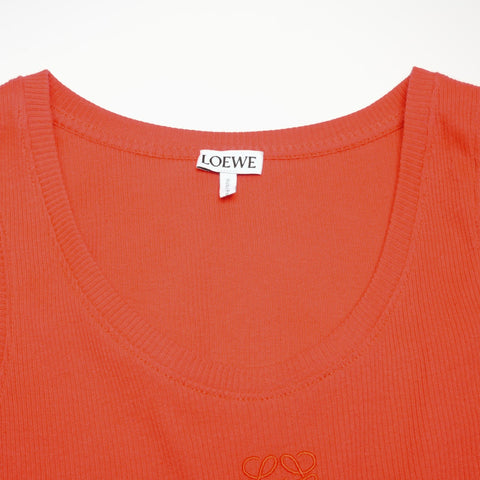 LOEWE Small Anagram Rib Knit Sleeveless Cotton Shirt Tank top Orange WS24607