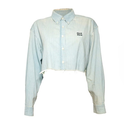 Miu Miu 38 Denim Chambray Shirt Long sleeve shirt blue WS24609