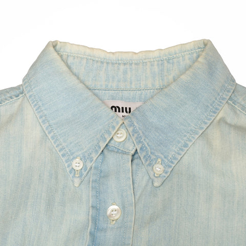 Miu Miu 38 Denim Chambray Shirt Long sleeve shirt blue WS24609