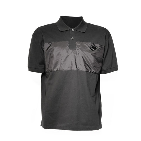 PRADA Nylon Piqué Polo Shirt L with Triangle Logo Re-Nylon Short sleeve shirt black WS24611