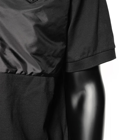 PRADA 尼龙 Piqu Polo 衫 L 带三角形徽标 Re-Nylon 短袖衬衫 黑色 WS24611