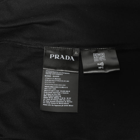 PRADA Nylon Piqué Polo Shirt L with Triangle Logo Re-Nylon Short sleeve shirt black WS24611
