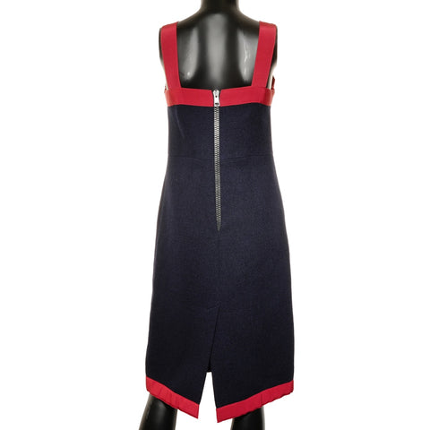 GUCCI 2019 Stainless Steel Retro Tweed Sleeveless Top with Tiger Buttons one piece Navy WS24612