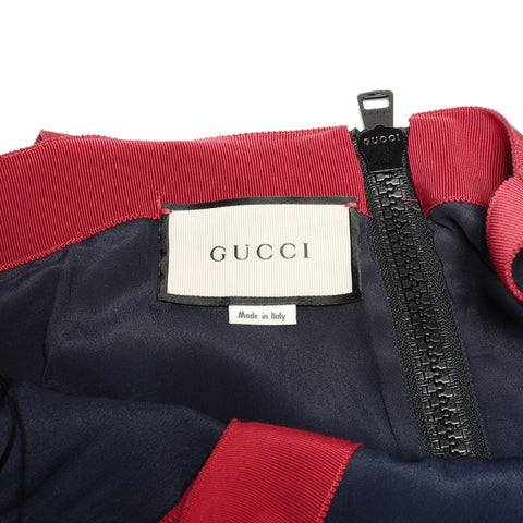GUCCI 2019 不锈钢复古花呢无袖上衣配虎扣一件式海军蓝 WS24612