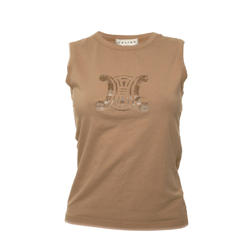 CELINE Cotton M Triomphe Tank top beige WS24616
