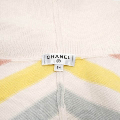 CHANEL 34 Rainbow Striped Hoodie Cashmere knit multicolor WS24617