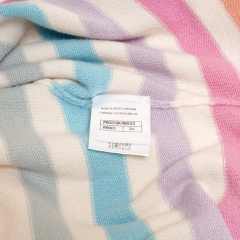 CHANEL 34 Rainbow Striped Hoodie Cashmere knit multicolor WS24617