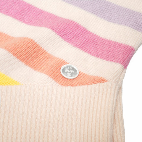 CHANEL 34 Rainbow Striped Hoodie Cashmere knit multicolor WS24617
