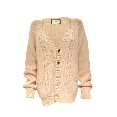 GUCCI 21AW XS Knit Cotton cardigan beige WS24618