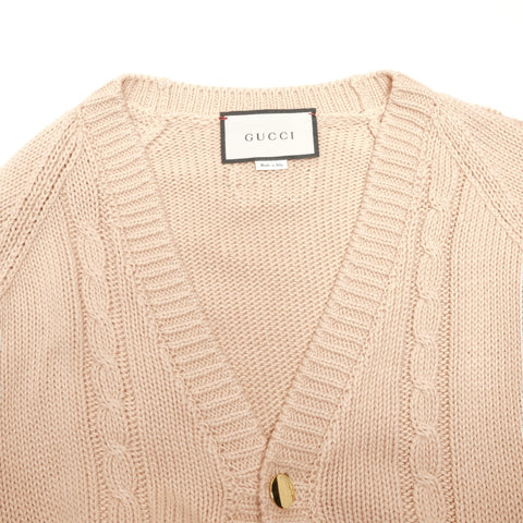 GUCCI 21AW XS Knit Cotton cardigan beige WS24618