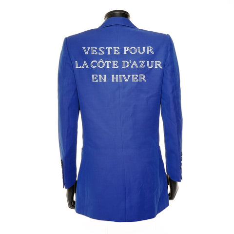 GUCCI 38 Wool Back Logo Jacket blue WS24619