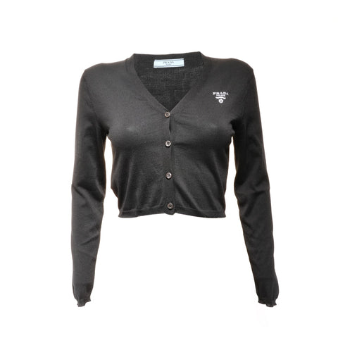 PRADA 36 Silk Logo 24 Years cardigan black WS24621