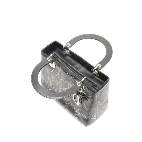 Christian Dior Lady Dior Medium Studded Leather Handbag black WS24627