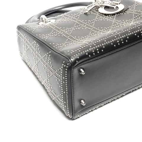 Christian Dior Lady Dior Medium Studded Leather Handbag black WS24627