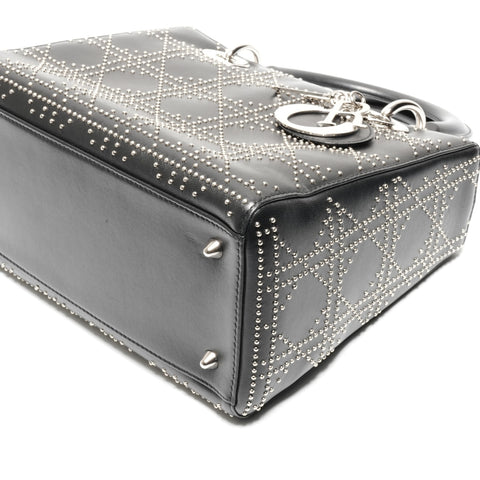 Christian Dior Lady Dior Medium Studded Leather Handbag black WS24627