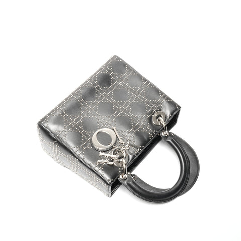 Christian Dior Lady Dior Medium Studded Leather Handbag black WS24627