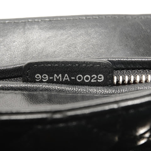 Christian Dior Medium Lady Dior Silver Metal Handbag black WS24628