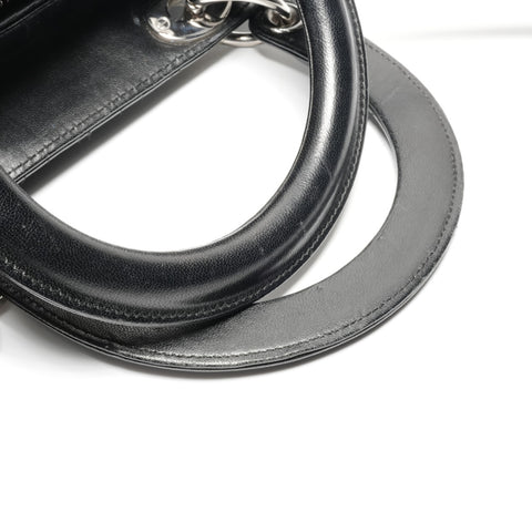 Christian Dior Medium Lady Dior Silver Metal Handbag black WS24628