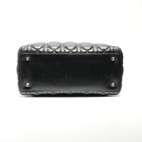 Christian Dior Medium Lady Dior Silver Metal Handbag black WS24628