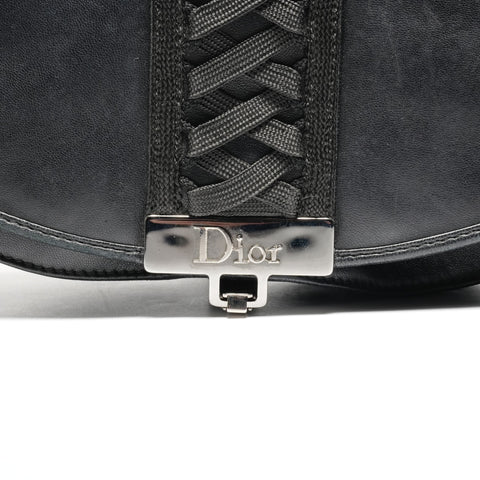 Christian Dior Admit It Corset Leather Hobo Shoulder Bag black WS24629