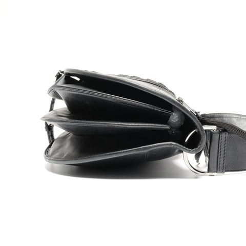 Christian Dior Admit It Corset Leather Hobo Shoulder Bag black WS24629