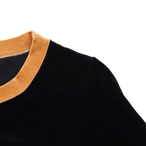 FENDI Size 38 1990 Long Sleeve T-shirt Cotton Black x Beige WS2462