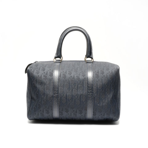 Christian Dior Canvas and Leather Trotter Handbag Boston bag Navy WS24630