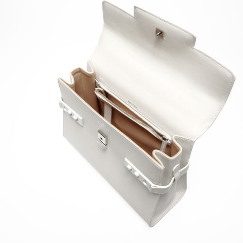 Delvaux Tempete MM Leather 2-way Bag Handbag white WS24635