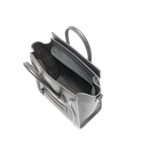 CELINE Nano Leather Luggage 2way Handbag black WS24637