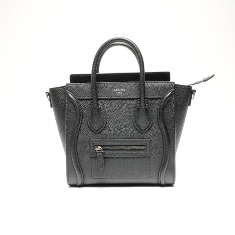 CELINE Nano Leather Luggage 2way Handbag black WS24637