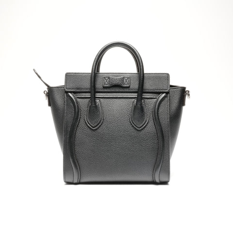 CELINE Nano Leather Luggage 2way Handbag black WS24637