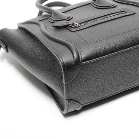 CELINE Nano Leather Luggage 2way Handbag black WS24637