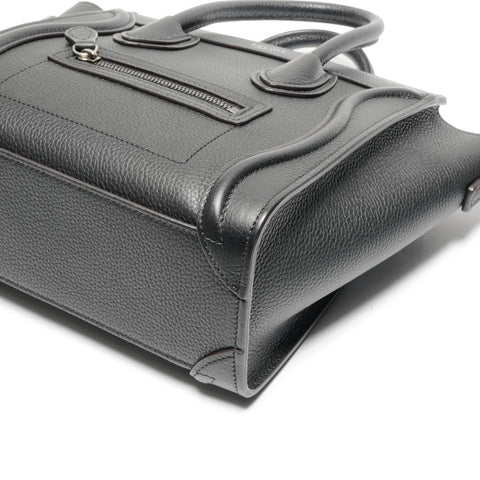 CELINE Nano Leather Luggage 2way Handbag black WS24637