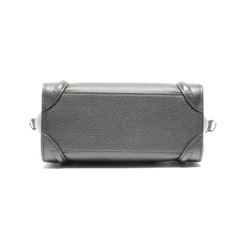 CELINE Nano Leather Luggage 2way Handbag black WS24637