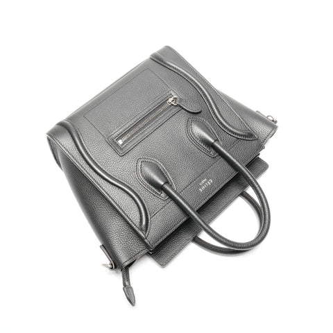 CELINE Nano Leather Luggage 2way Handbag black WS24637