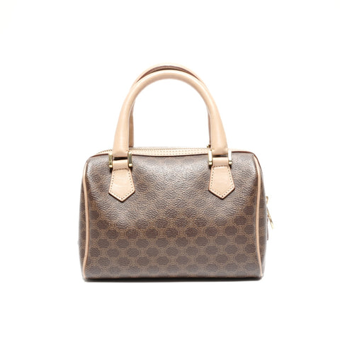 CELINE Mini Boston bag 2way PVC Handbag Brown WS24638