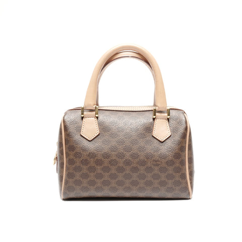 CELINE Mini Boston bag 2way PVC Handbag Brown WS24638