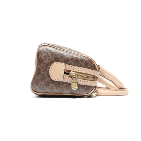 CELINE Mini Boston bag 2way PVC Handbag Brown WS24638