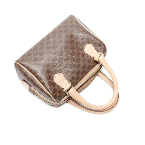 CELINE Mini Boston bag 2way PVC Handbag Brown WS24638