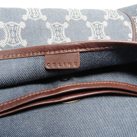 CELINE Macadam Denim Hobo Shoulder Bag Navy WS24639