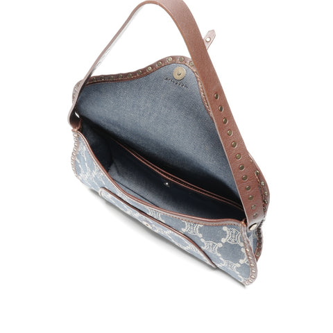 CELINE Macadam Denim Hobo Shoulder Bag Navy WS24639